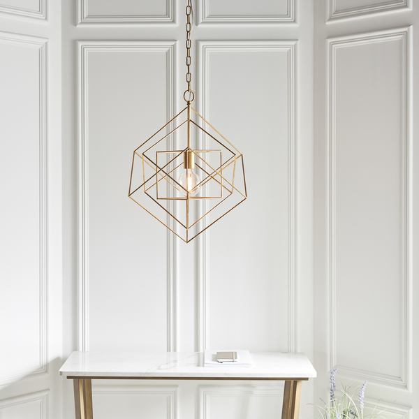 Wisząca lampa designerska L&-190032 Light& klatka druciana złota