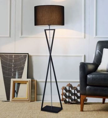 LAMPA podłogowa SANDGLASS FSG-B-E27 Abigali stojąca OPRAWA abażurowa czarna