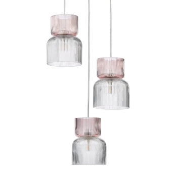 Szklana lampa wisząca Auberta AUB0303 do jadalni potrójna chrom