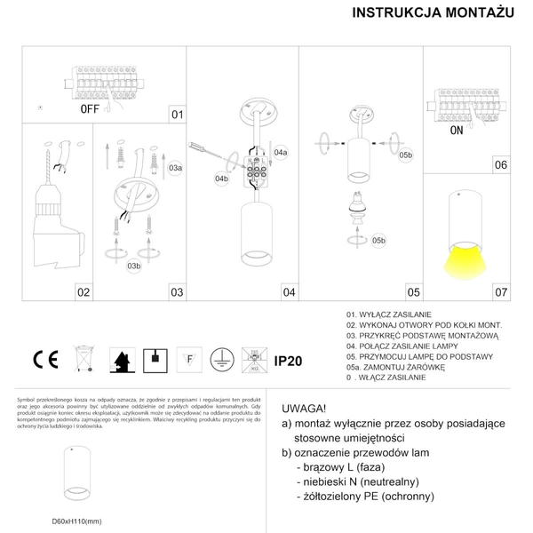 Lampa sufitowa punktowa Stala 301001002 Elkim kuchenna tuba biała