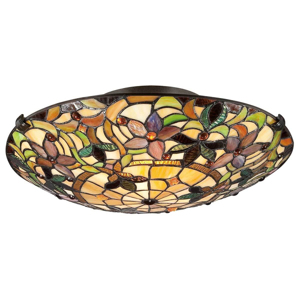 Przysufitowa lampa Kami QZ-KAMI-F Quoizel szklana witraż kolorowa