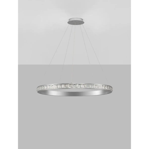 Pierścieniowa lampa wisząca MONTALO LE45404 LED 60W 3000K kryształy srebrne