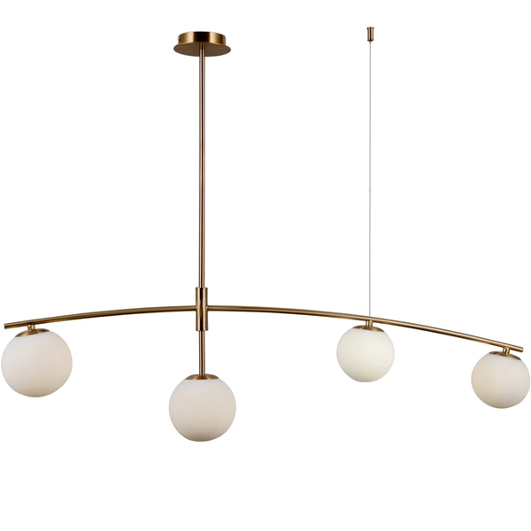 Loftowa LAMPA wisząca SENAI PND-31322-4-HB Italux modernistyczna OPRAWA zwis szklane kule mosiądz