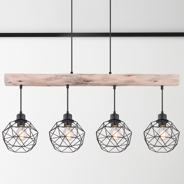 Lampa wisząca Theodor 154 16-4 druciana czarna drewniana