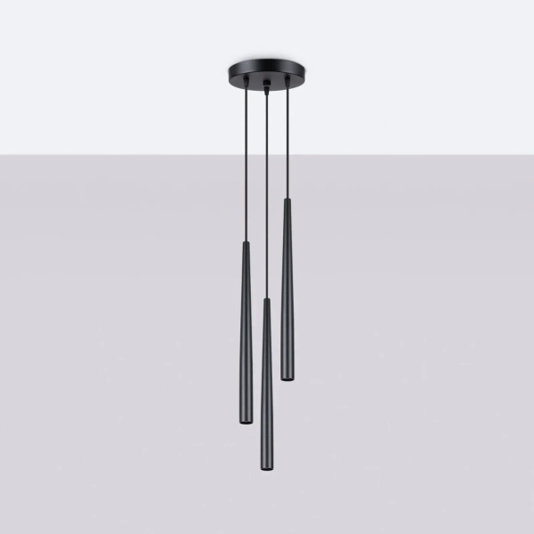 Potrójna lampa wisząca BLISS SL.1463 czarne tubki 3xG9 nad stół