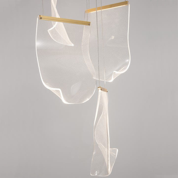 Wisząca LAMPA modernistyczna CALI LE41371 Luces Exclusivas metalowa OPRAWA kaskada ZWIS LED 39W 3000K falujący złoty