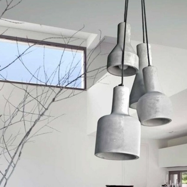 Betonowa lampa wisząca Karina AZ1030 4-punktowa loftowa do salonu