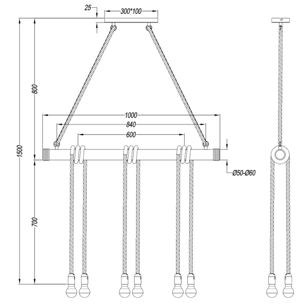 Lampa wisząca nad stół Wilma R30130626 RL Light sznurek brązowa