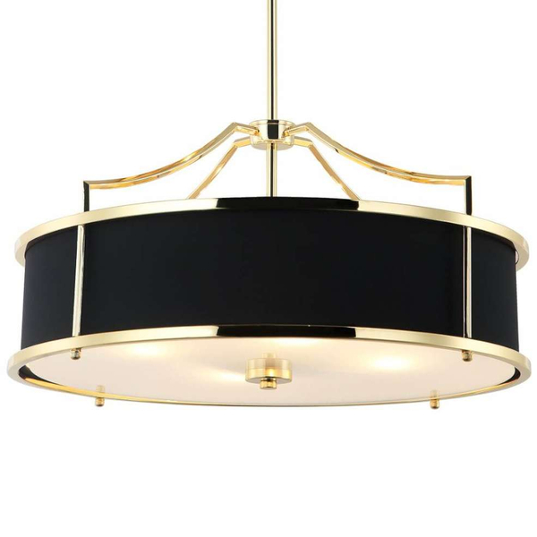 LAMPA wisząca Stanza Gold Nero M Orlicki Design okrągła OPRAWA w stylu klasycznym abażurowa czarna złota
