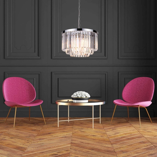 LAMPA wisząca VETRO LP-2910/5P Light prestige kryształowa OPRAWA zwis na łańcuchu crystal glamour chrom przezroczysty