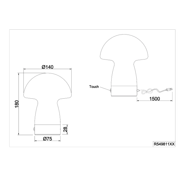 Stołowa lampka grzybek DOOLEY R54981131 LED 1,5W 3000K biały szary