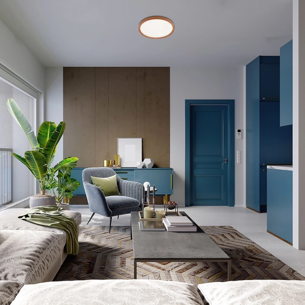 Sypialniany plafon Sherwood okrągły LED 50W 3000-6500K drewniany