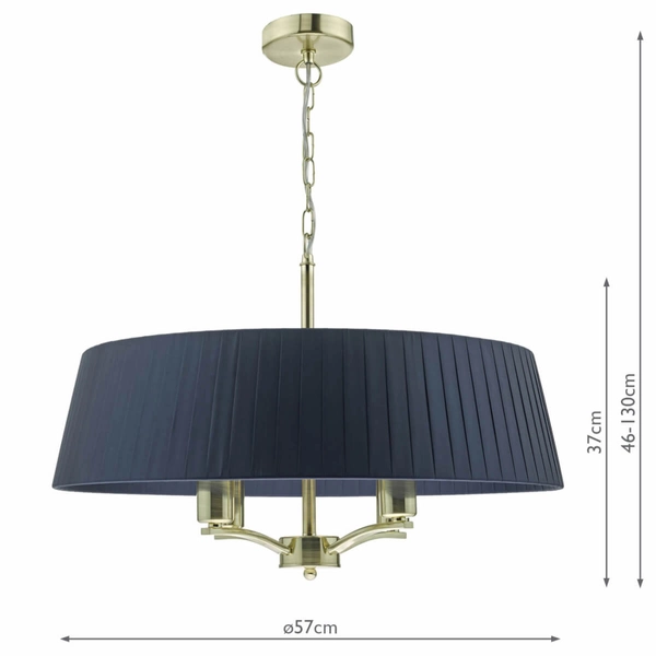 Żyrandol z abażurem Cristin CRI0423 Dar Lighting vintage mosiądz granatowy