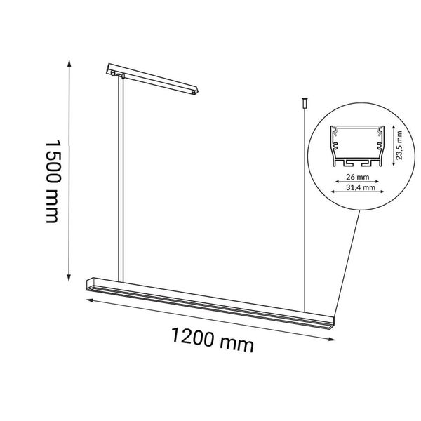 Lampa wisząca podłużna Hiate 1848 Shilo LED 24W 3000K listwa czarna