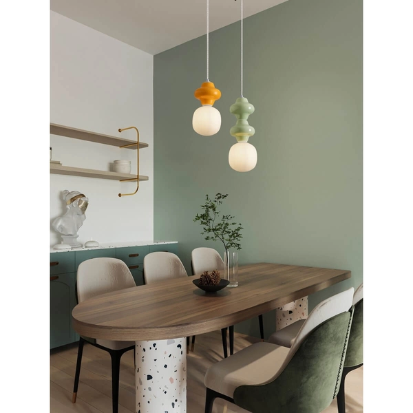 Szklana lampa wisząca VILROSA LE44556 do pokoju dziecięcego biała pomarańczowa