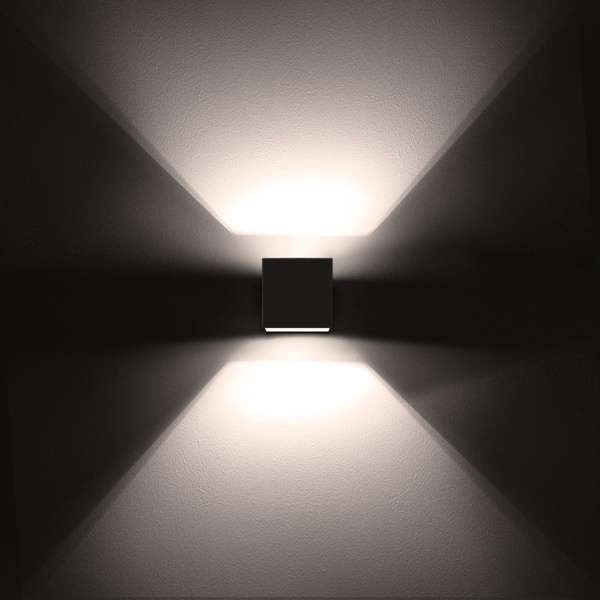 Kinkiet LAMPA ścienna Kubik T049C2Kh193 Cleoni metalowa OPRAWA kostka przyścienna czarna matowa