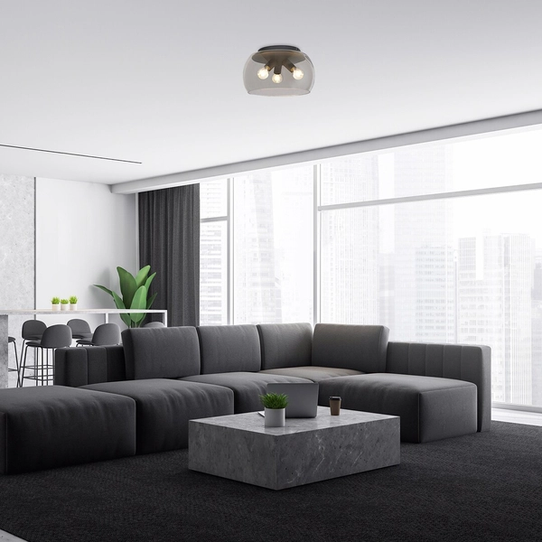 Szklana lampa sufitowa Ursula 3189 Rabalux do jadalni czarna przezroczysta