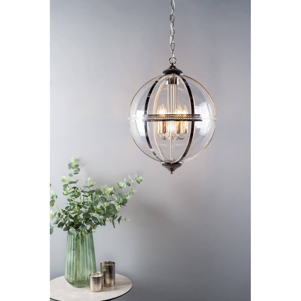 Wisząca lampa kula Vanessa VAN0538 Dar Lighting przezroczysta nikiel