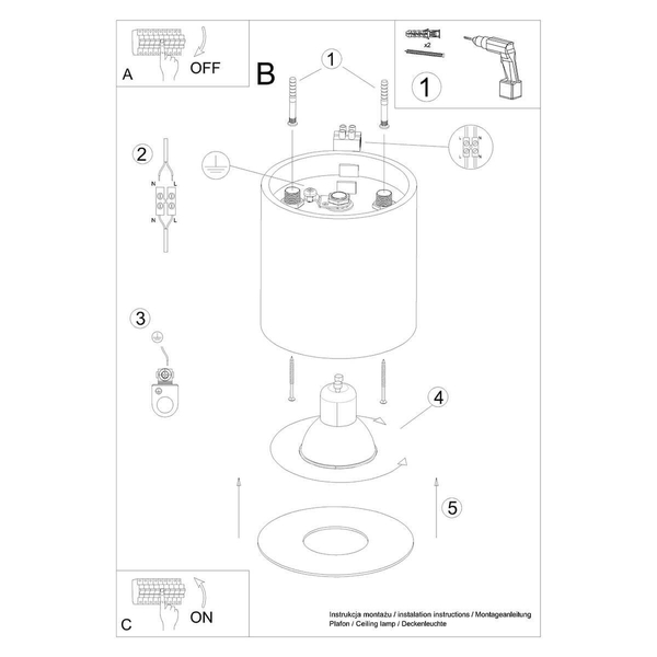 Lampa sufitowa do salonu Mika SL.1281 downlight metalowa czarna