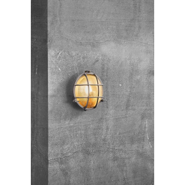 Okrągła lampa ścienna szklana POLPERRO 49021055 na taras IP64 nikiel