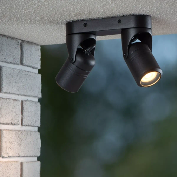 Podwójny reflektorek sufitowy Niort 14825/02/30 Lucide IP44 ruchomy czarny