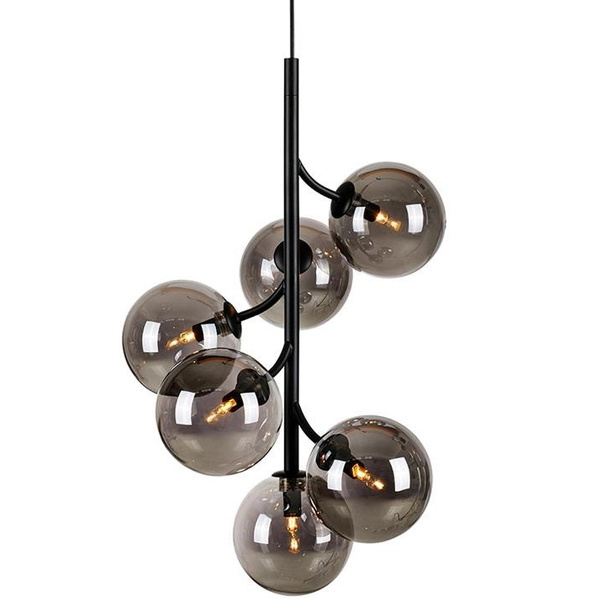 Modernistyczna LAMPA wisząca CALLISTO 108108 Markslojd metalowa OPRAWA loftowy ZWIS szklane kule czarne przydymione