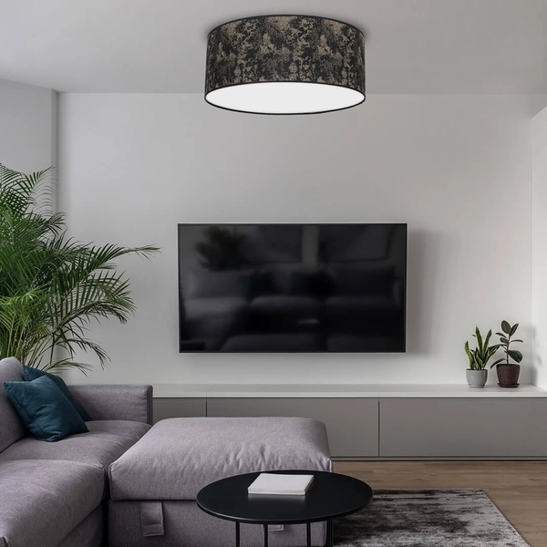 Nasufitowa lampa nowoczesna Satino z abażurem czarna złota