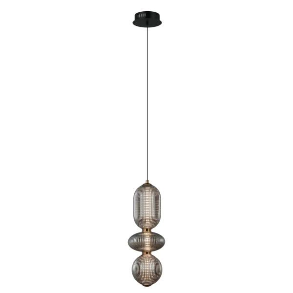 Szklana lampa industrialna Nico PND-8545-3-AB-SG mosiądz czarna