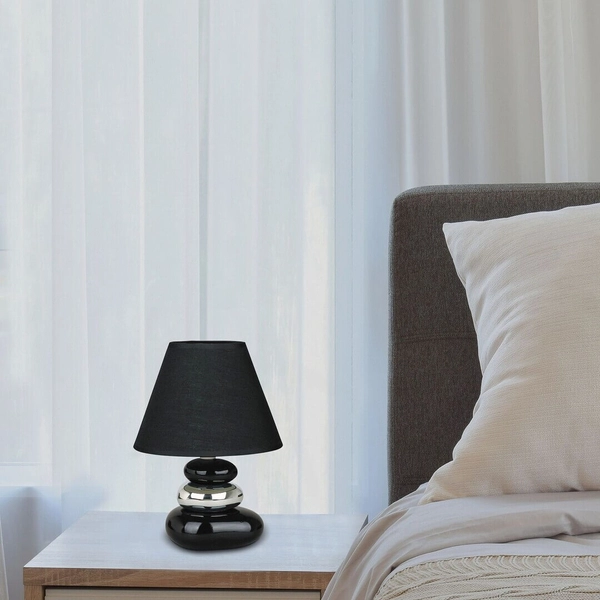 Abażurowa lampa stołowa Salem 4950 do jadalni czarna srebrna