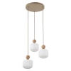 Ekologiczna lampa wisząca Ballo 11050 mleczne kule drewniana brązowy