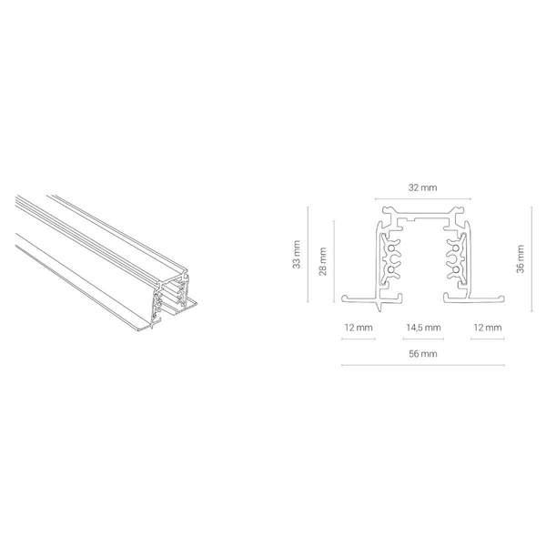 Szynoprzewód sufitowy 1m COMMERCIAL TRACK LIGHTS SYSTEM 8692 Nowodvorski 3-fazowa podtynkowa listwa 230V czarna