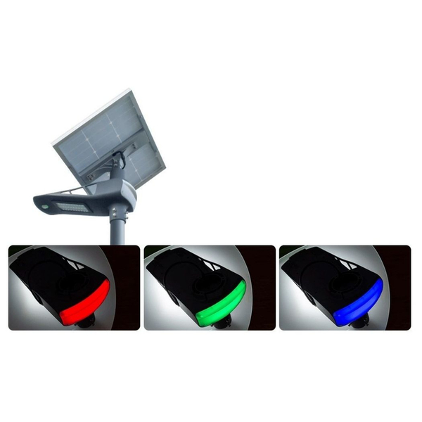 Latarnia uliczna solarna INB-G03-20W+FA1M+SO4M Greenie LED 20W RGB czujnik PIR szary
