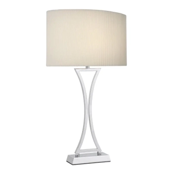 Nocna lampka na stolik Oporto OPO4150 tkaninowa chrom kremowa