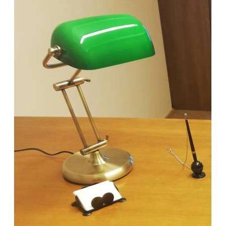 Stołowa LAMPA stojąca K-8041 patyna Kaja biurkowa LAMPKA klasyczna do gabinetu patyna