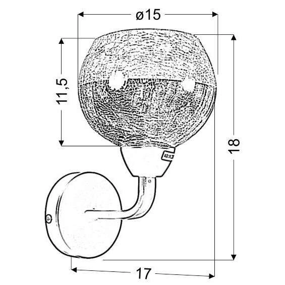 Lampa ścienna CROMINA 21-57242 szklana kula ball czarna złota przezroczysta
