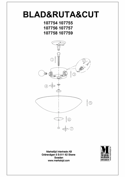 Szklana lampa pokojowa Cut plafon okrągły biały stal
