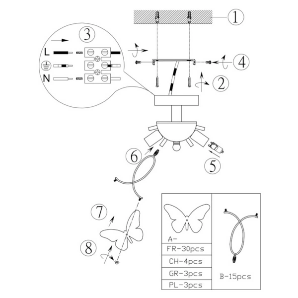 Sufitowa lampa do pokoju dziecięcego Butterfly R60213017 motyle multikolor