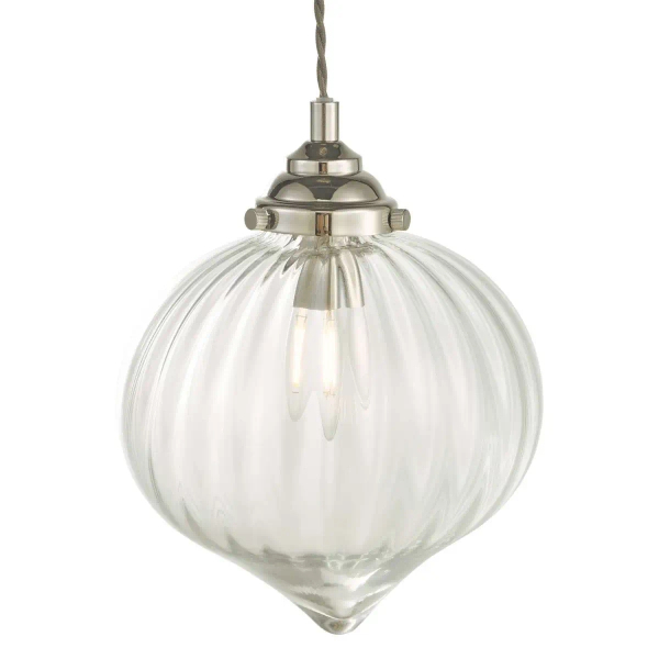 Szklana wisząca lampa Mya MYA0138 do salonu nad stół nikiel