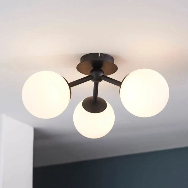 Okrągła lampa sufitowa Pulsa 93489 szklane kule IP44 biały czarny