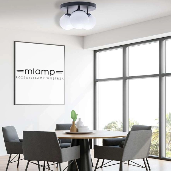 Plafon LAMPA sufitowa SFERA MLP8874 Milagro metalowa OPRAWA kule balls czarne białe chrom