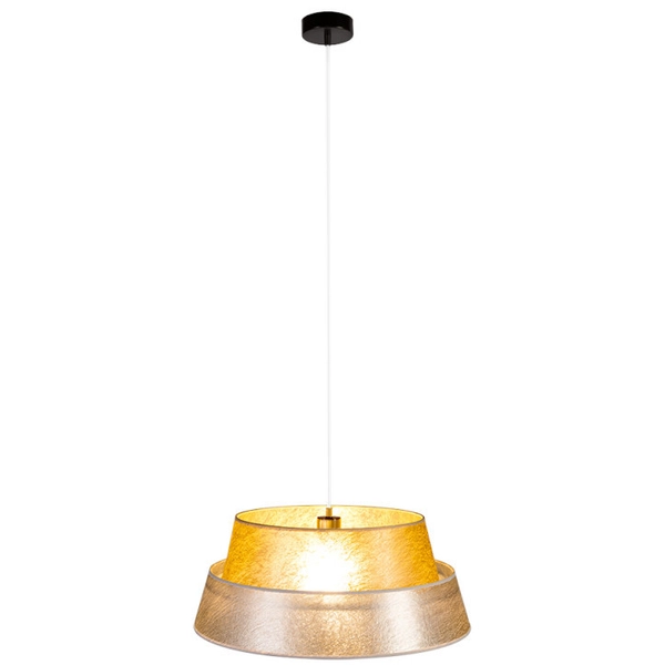 Lampa wisząca NEVOA 150040104 loftowa abażurowy zwis okrągły srebrny złoty