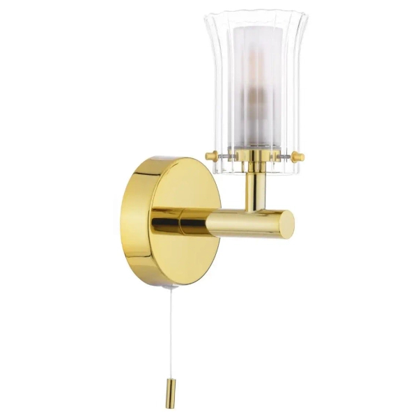 Łazienkowa lampa ścienna Elba ELB0735 szklany żebrowany IP44 złoty