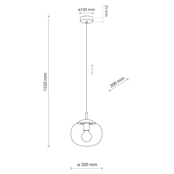 Sypialniana lampa wisząca VIBE 5826 kulista czarny bursztynowy