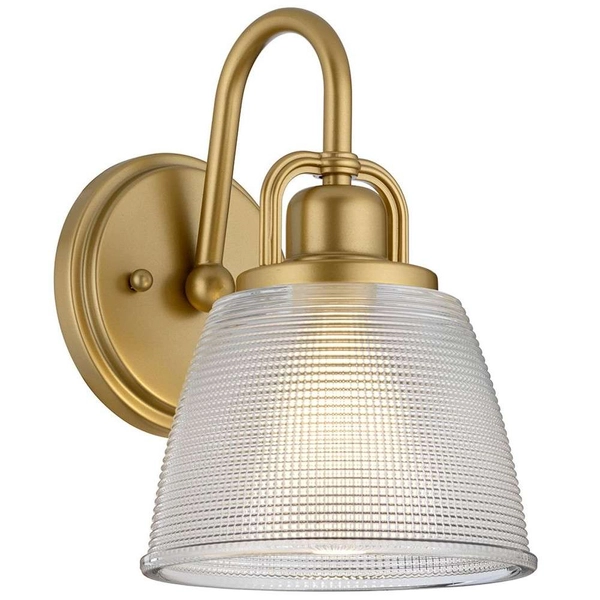 Łazienkowa LAMPA ścienna Dublin QZ-DUBLIN1-PNBR Elstead QUOIZEL szklana OPRAWA kinkiet okrągły loftowy na wysięgniku IP44 mosiądz