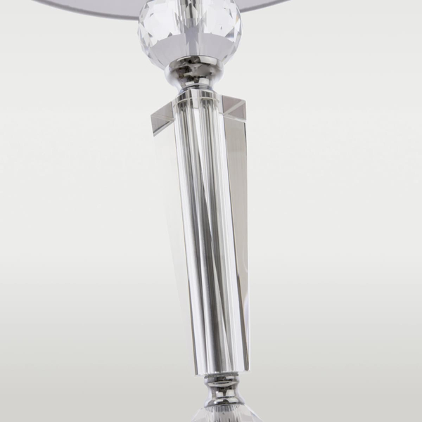 Eklektyczna lampa stołowa Charlotte T01295CH-WH Cosmolight metal tkanina srebrna biała