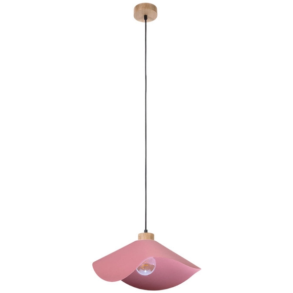 Wisząca lampa loft HATTU 1614519174 kopułowa zwis materiałowy różowy