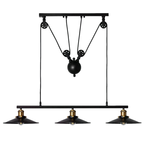 Wisząca potrójna lampa Monte ABR-LWR-3XE27 industrialna czarny złoty