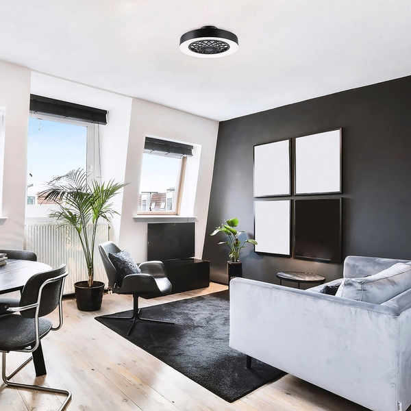 Sufitowa lampa czarna Adonias 5419 LED 35W 3000-6000K z wentylatorem