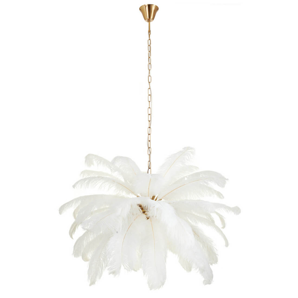 Wisząca lampa pióra EMU ST-DN127 white do salonu biały złoty