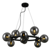 Modernistyczna LAMPA wisząca MONTORA PND-30223-11 Italux metalowa OPRAWA zwis szklane kule czarne przydymione